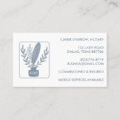 Chic Notional Public Inkpot Quill Botanische Logo Visitekaartje (Achterkant)