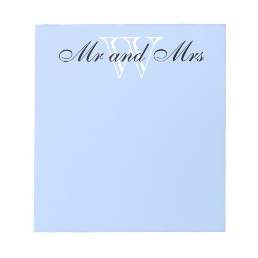CHIC NOTITIEBLOK_""Mr and Mrs" WHITE/BLUE Notitieblok (Voorkant)