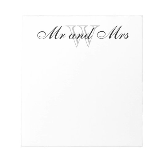 CHIC NOTITIEBLOK_"Mr and Mrs" WHITE Notitieblok (Voorkant)