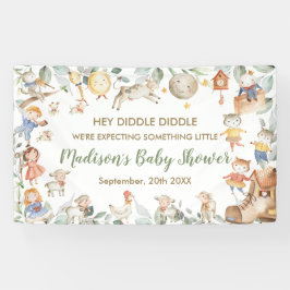 Chic Nursery Rhyme Greenery Baby shower Backdrop Spandoek
