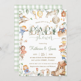 Chic Nursery Rhyme Greenery Baby shower Neutral Kaart