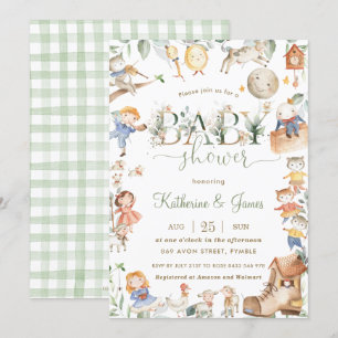 Chic Nursery Rhyme Greenery Baby shower Neutral Kaart