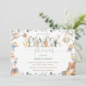 Chic Nursery Rhyme Greenery Baby shower Neutral Kaart (Staand voorkant)