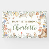 Chic Nursery Rhyme Greenery Birthday Backdrop Spandoek (Horizontaal)