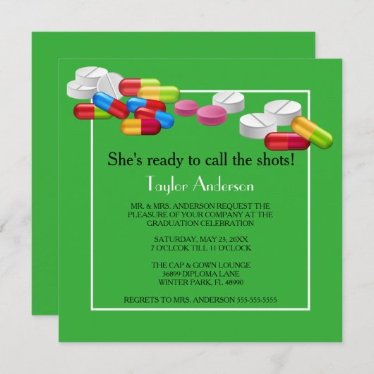 Chic Nursing School Afstuderen uitnodiging (Voorkant / Achterkant)