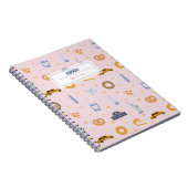 Chic NYC Pattern Roze Naam Spiral Notitieboek (Rechterzijde)