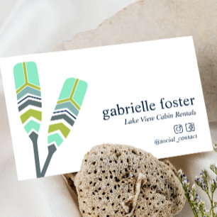 Chic Oars Lake Ocean Beach Cabin Vacation Rentalf Visitekaartje