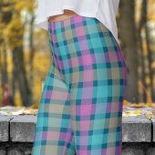 Chic Ocean Blue Check Patroon Leggings