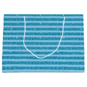 Chic Ocean Blue Glitter Style Horizontal Stripes Groot Cadeauzakje (Voorkant)