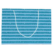 Chic Ocean Blue Glitter Style Horizontal Stripes Groot Cadeauzakje (Achterkant)