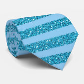 Chic Ocean Blue Glitter Style Horizontal Stripes Stropdas (Opgerold)