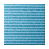 Chic Ocean Blue Glitter Style Horizontal Stripes Tegeltje (Voorkant)