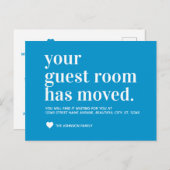 Chic Ocean Blue Guest Room Moving Announement Aankondigingskaart (Voorkant / Achterkant)