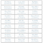 Chic Ocean Blue Script Gast Namen Adres Sticker (Voorkant)