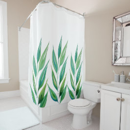 Chic Ocean Green Blue Planten Waterverf Douchegordijn