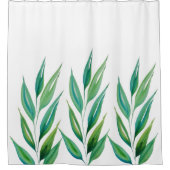 Chic Ocean Green Blue Planten Waterverf Douchegordijn (Voorkant)