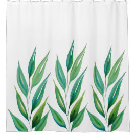 Chic Ocean Green Blue Planten Waterverf Douchegordijn