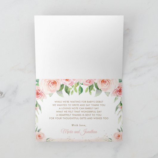 Chic Oerwoud Animals Blush Pink Floral Baby shower Bedankkaart (Binnen)