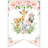Chic Oerwoud Animals Blush Pink Floral Baby shower Vlaggetjes (Eerste vlag)