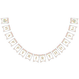 Chic Oerwoud Animals Blush Pink Floral Birthday Vlaggetjes