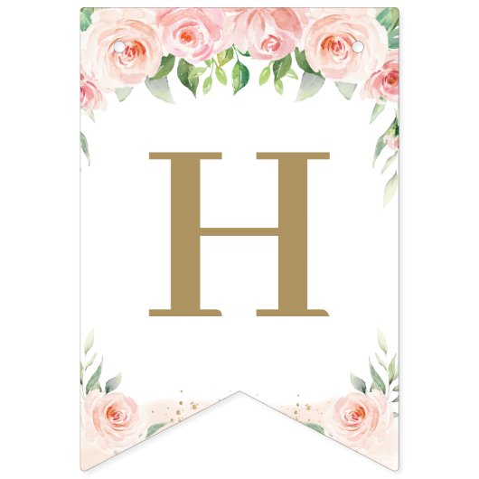 Chic Oerwoud Animals Blush Pink Floral Birthday Vlaggetjes (Tweede vlag)