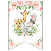 Chic Oerwoud Animals Blush Pink Floral Birthday Vlaggetjes (Eerste vlag)