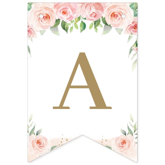 Chic Oerwoud Animals Blush Pink Floral Birthday Vlaggetjes (Derde vlag)