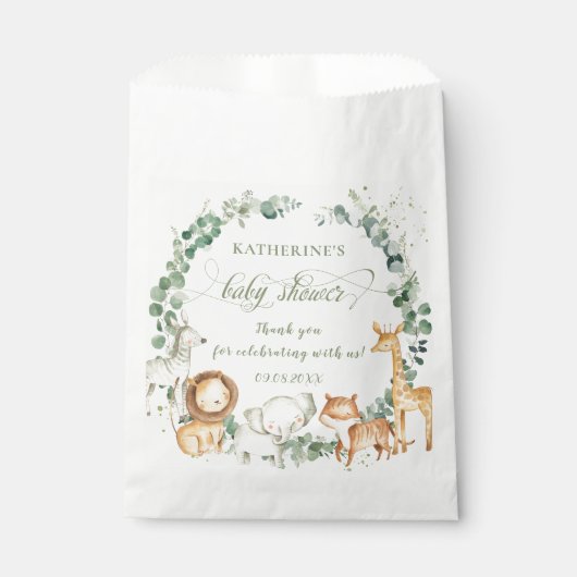 Chic Oerwoud Animals Greeneral Neutraal Baby showe Bedankzakje (Voorkant)