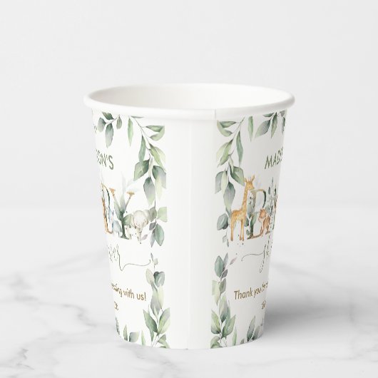 Chic Oerwoud Animals Greeneral Neutraal Baby showe Papieren Bekers (Rechts)