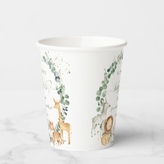 Chic Oerwoud Animals Greeneral Neutraal Baby showe Papieren Bekers (Links)