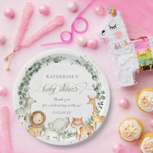 Chic Oerwoud Animals Greeneral Neutraal Baby showe Papieren Bordje (Feest)