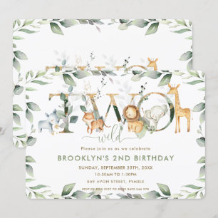 Chic Oerwoud Animals Greenere 2e verjaardag twee W Kaart