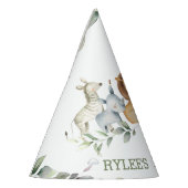 Chic Oerwoud Animals Greenery 1st Birthday Boy Gir Feesthoedjes (Links)