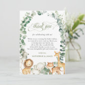Chic Oerwoud Animals Greenery Baby shower Bedankkaart (Staand voorkant)