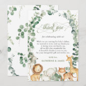 Chic Oerwoud Animals Greenery Baby shower Bedankkaart (Voorkant / Achterkant)