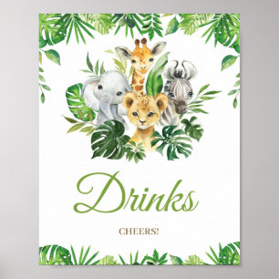 Chic Oerwoud Animals Greenery Baby shower Drinken Poster