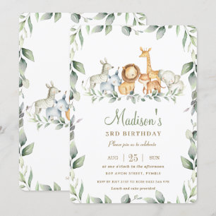 Chic Oerwoud Animals Greenery Birthday Boy Girl Kaart