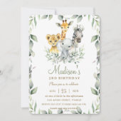 Chic Oerwoud Animals Greenery Birthday Boy Girl Kaart (Voorkant)