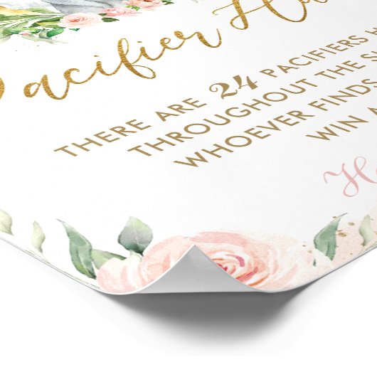 Chic Oerwoud Animals Pink Floral Pacifier Hunt Gam Poster (Hoek)