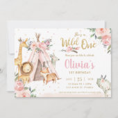 Chic Oerwoud Animals Tribal Wild One 1st Birthday Kaart (Voorkant)