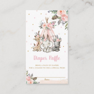 Chic Oerwoud Dieren Tribal Douche Luier Raffle Informatiekaartje