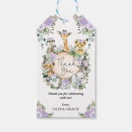 Chic Oerwoud Safari Dieren Paarse Bloemen Baby Mei Cadeaulabel
