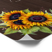 Chic Old Wood Sunflower Gelieve ons Guestbook te o Poster (Hoek)