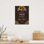 Chic Old Wood Sunflower Gelieve ons Guestbook te o Poster (Keuken)