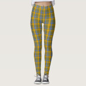 Chic Olijf en Blauw Check Patroon Leggings (Voorkant)