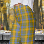 Chic Olijf en Blauw Check Patroon Leggings