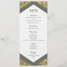 Chic Olijf & Goud Glitter Flakes Glam Wedding Menu