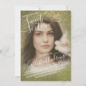 Chic Olive Green Glitter Ombre Foto Zoet 16 Kaart (Voorkant)