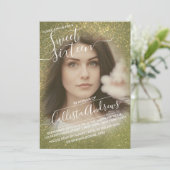 Chic Olive Green Glitter Ombre Foto Zoet 16 Kaart (Staand voorkant)