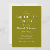 Chic Olive Green Groom's Party Invite QR Code RSVP Kaart (Voorkant)